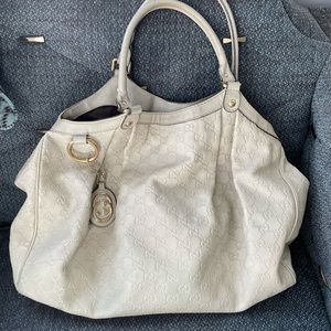Gucci leather Guccissima Sukey large tote off white